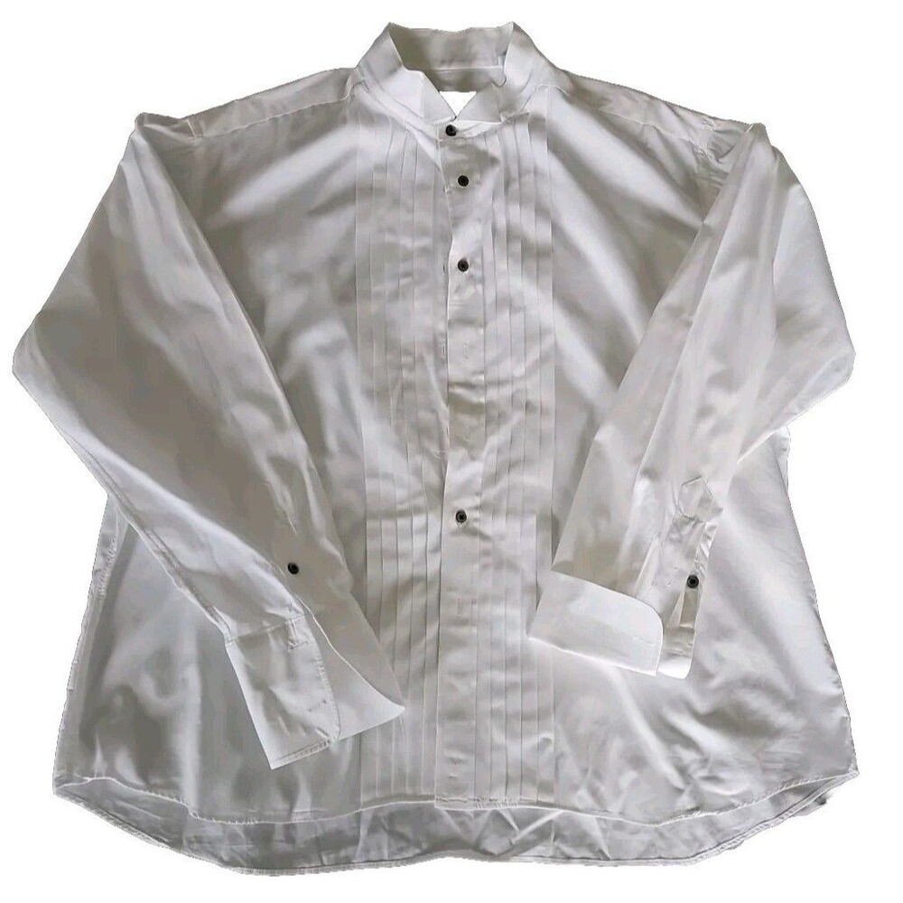 Vintage Gitman Bros Tuxedo Shirt Mens 19-35 White French Cuff Formal Dress USA